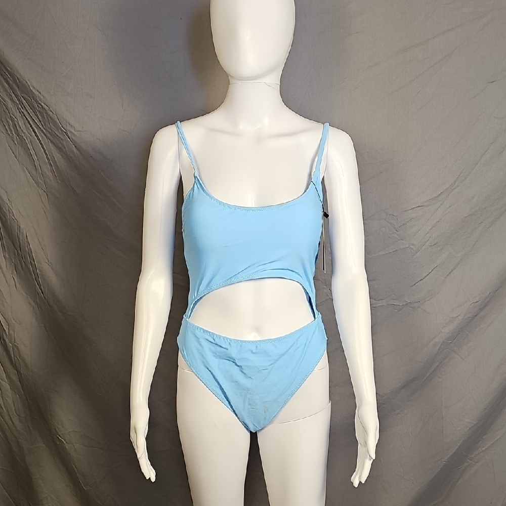 Meyeeka Light‎ Blue Cutout Swimsuit